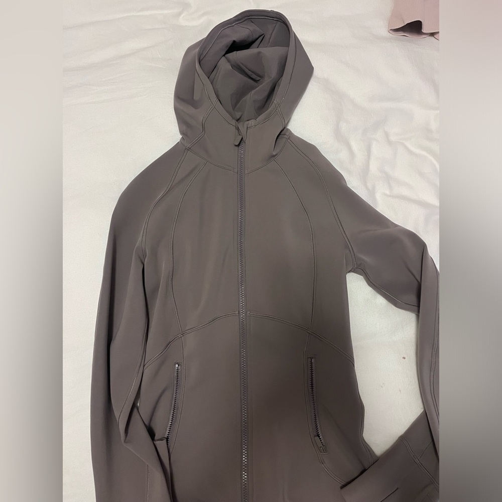 Purple grey hooded define jacket
